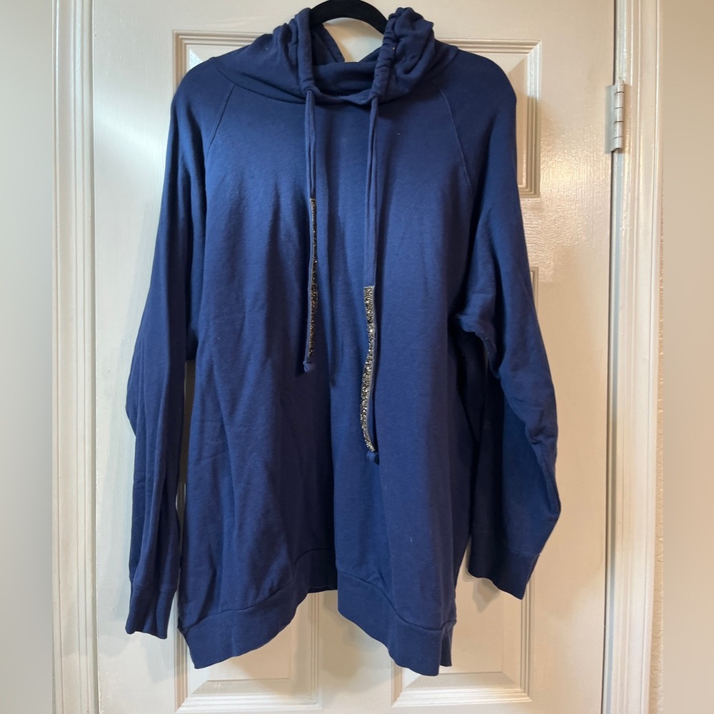 Torrid Navy Hoodie with Sparkle detail Drawstring